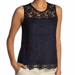 Nanette Lepore Dark Navy Sleeveless Lace Top